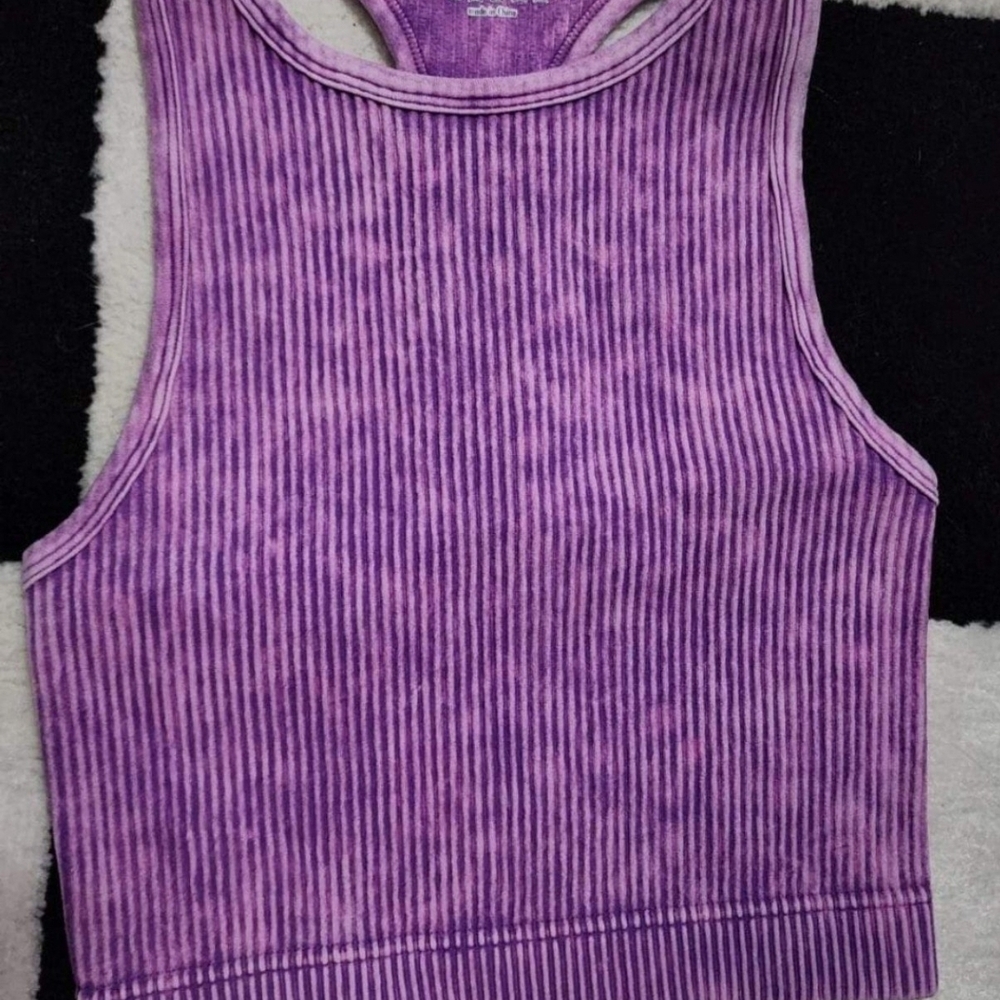 Purple Ribbed Tank Top